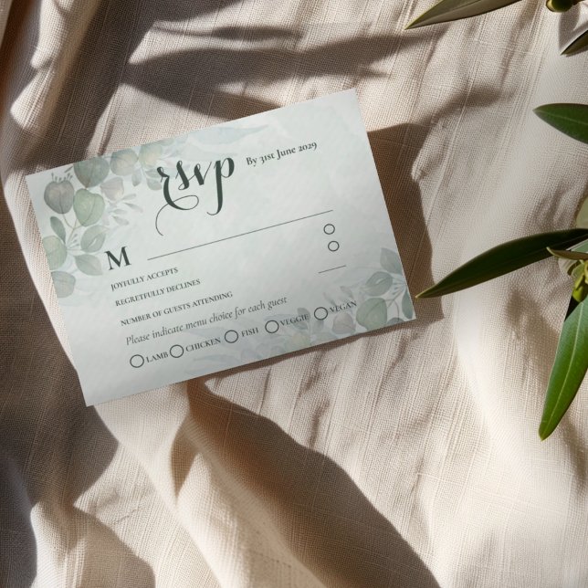 Rustic Sage Green Eucalyptus RSVP Wedding Tilläggskort (Skapare uppladdad)
