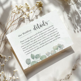 Rustic Sage Green Eucalyptus Wedding Details Tilläggskort