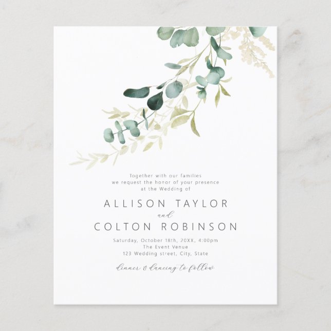 Rustic Sage greenery budget i ett bröllop (Framsida)