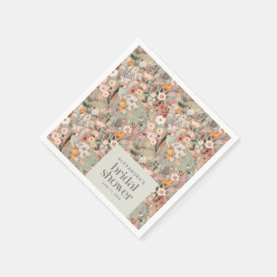 Rustic Sage Grönt Blommigt Boho Möhippa Anpassning Pappersservett