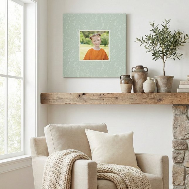 Rustic Sage Grönt Botanical Blommigt Anpassningsba Canvastryck (Skapare uppladdad)