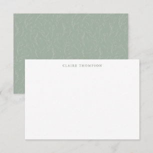 Rustic Sage Grönt Botaniska Personligen Namn Anteckningskort
