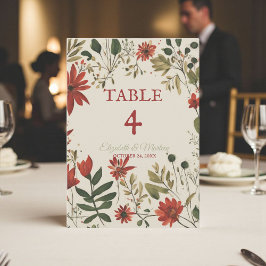 Rustic Sage Grönt & Burgundy Red Blommigt Höst