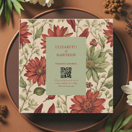 Rustic Sage Grönt & Burgundy Red Blommigt Höst Tilläggskort