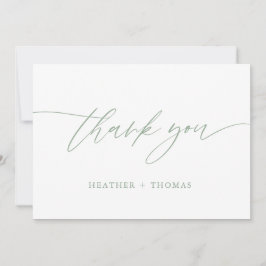 Rustic Sage Grönt Calligraphy Bröllop Tack Kort