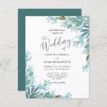 Rustic Sage Grönt Foliage Wedding bjudande