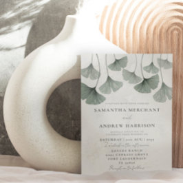 Rustic Sage Grönt Ginkgo löv Bröllop Inbjudningar