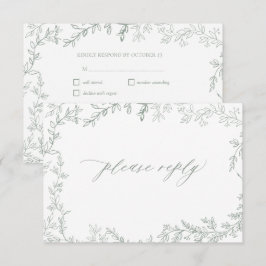Rustic Sage Grönt Leafy Ram Bröllop OSA Card Kort