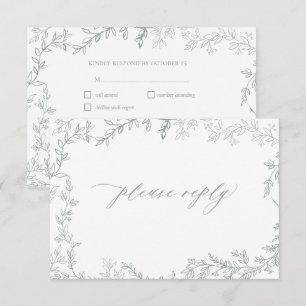 Rustic Sage Grönt Leafy Ram Bröllop OSA Card Kort