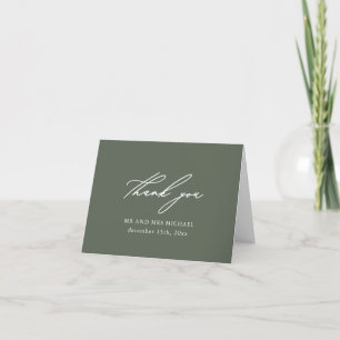 Rustic Sage-Grönt med Tack Script Bröllop Kort