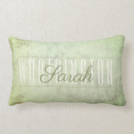 Rustic Sage Grönt Mottled Struktur Namn Monogram Lumbarkudde