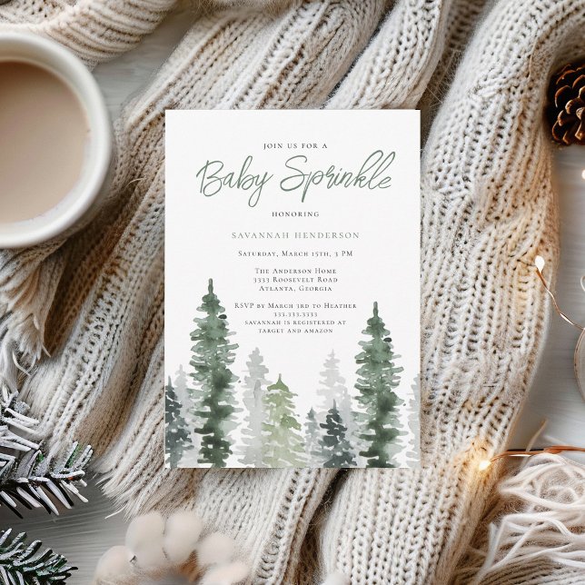 Rustic Sage Grönt Neutralt Sprinkle Baby Shower Inbjudningar (Skapare uppladdad)
