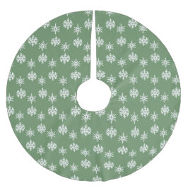 Rustic Sage Grönt och White Snöflingor Julgransmatta Borstad Polyester