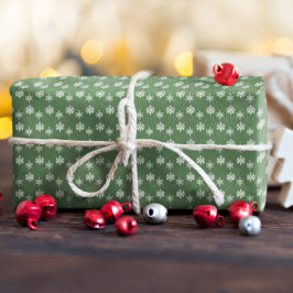 Rustic Sage Grönt och White Snöflingor Presentpapper