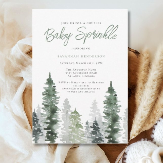Rustic Sage Grönt Par Baby Shower Sprinkle Inbjudningar (Skapare uppladdad)