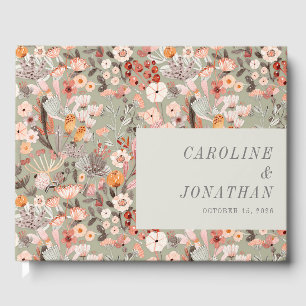 Rustic Sage Grönt Taupe Blommigt Boho Personligt b Gästböcker