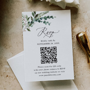 Rustic Sage QR Code Greenery Bröllop OSA Kort