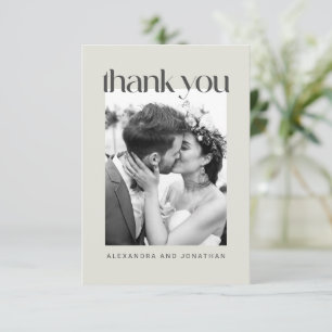 Rustic Sage Taupe Blommigt Boho Photo Bröllop Tack Kort