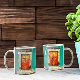 Rustic San Miguel de Allende Brown Grönt Door Door Kaffemugg
