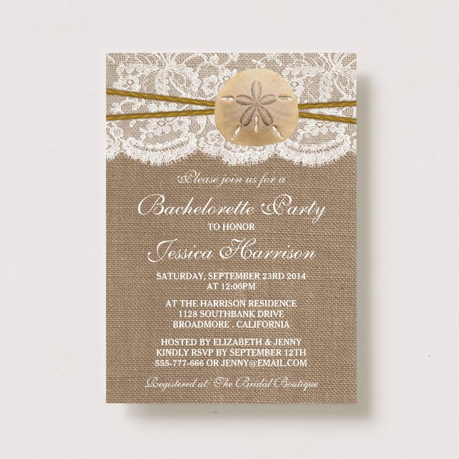 Rustic Sand Dollar Beach Bachelorette Party Inbjudningar (Skapare uppladdad)