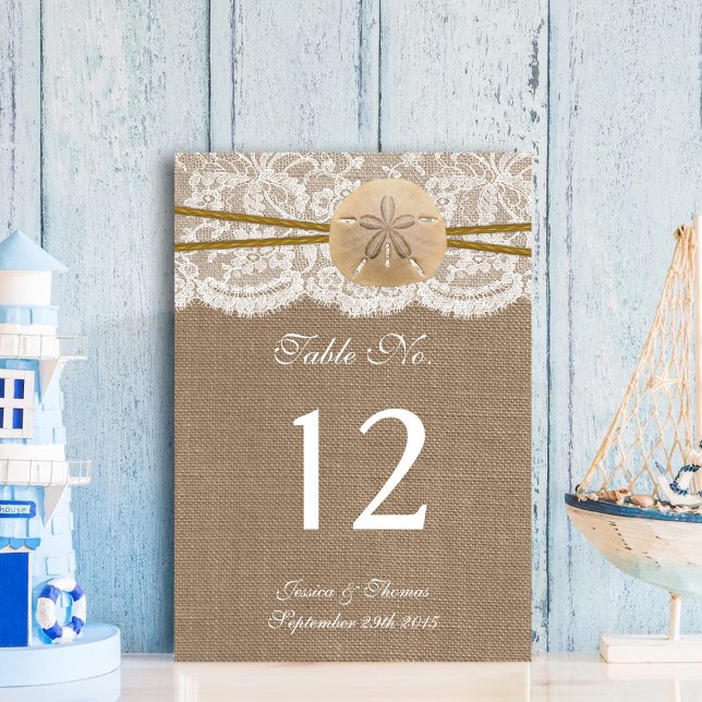 Rustic Sand Dollar Beach Wedding Collection Bordsnummer (Skapare uppladdad)