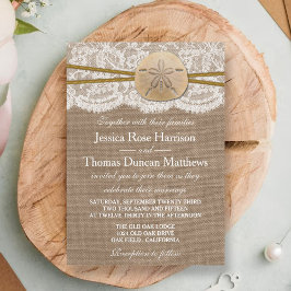 Rustic Sand Dollar Beach Wedding Collection Inbjudningar