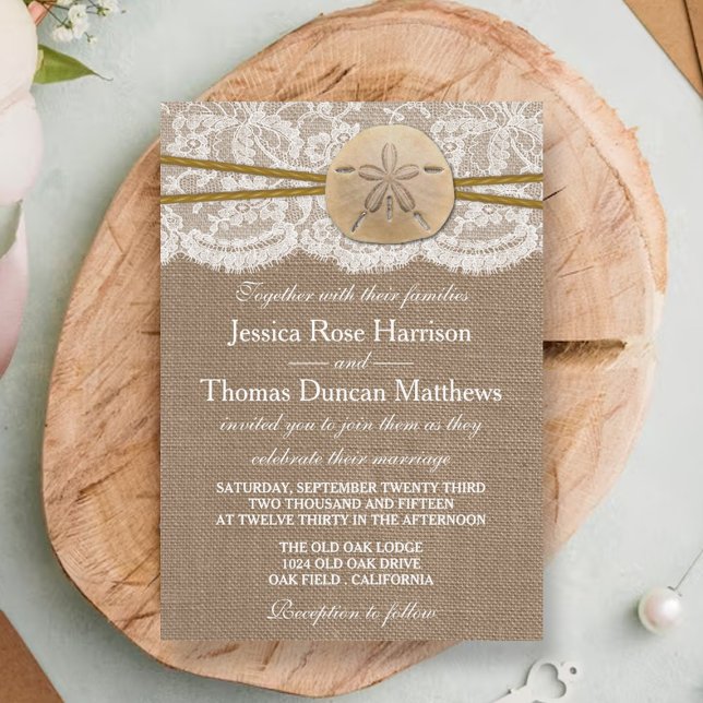 Rustic Sand Dollar Beach Wedding Collection Inbjudningar (Skapare uppladdad)