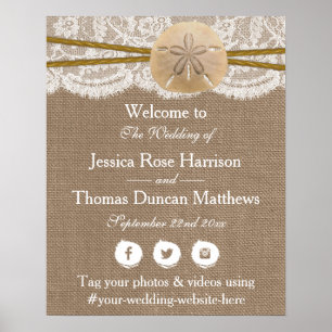 Rustic Sand Dollar Beach Wedding Collection Poster