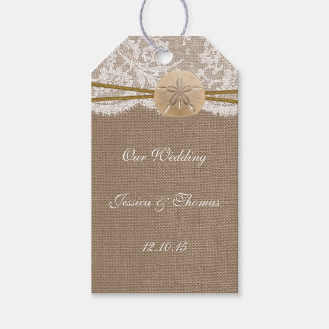 Rustic Sand Dollar Beach Wedding Collection Presentetikett (Framsidan)