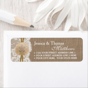 Rustic Sand Dollar Beach Wedding Collection Returadress Etikett