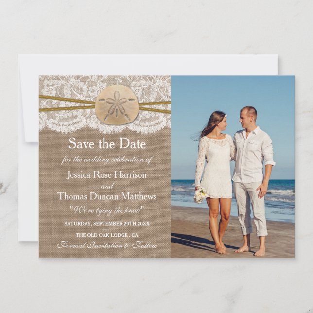 Rustic Sand Dollar Beach Wedding Collection Spara Datumet (Framsida)