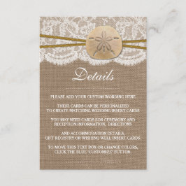 Rustic Sand Dollar Beach Wedding Collection Tilläggskort