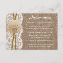 Rustic Sand Dollar Beach Wedding Collection Tilläggskort