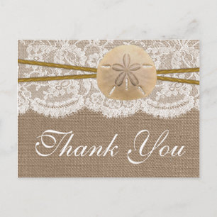 Rustic Sand Dollar Beach Wedding Collection Vykort
