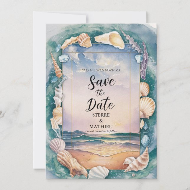 Rustic Sandy Beach Wedding Spara Datumet (Framsida)