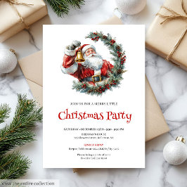 Rustic Santa Claus Pine Wreath Holiday Party Inbjudningar