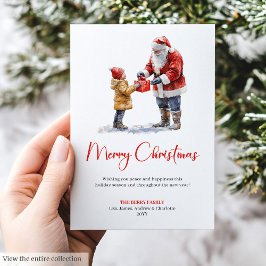 Rustic Santa Claus Traditional Merry Christmas Julkort