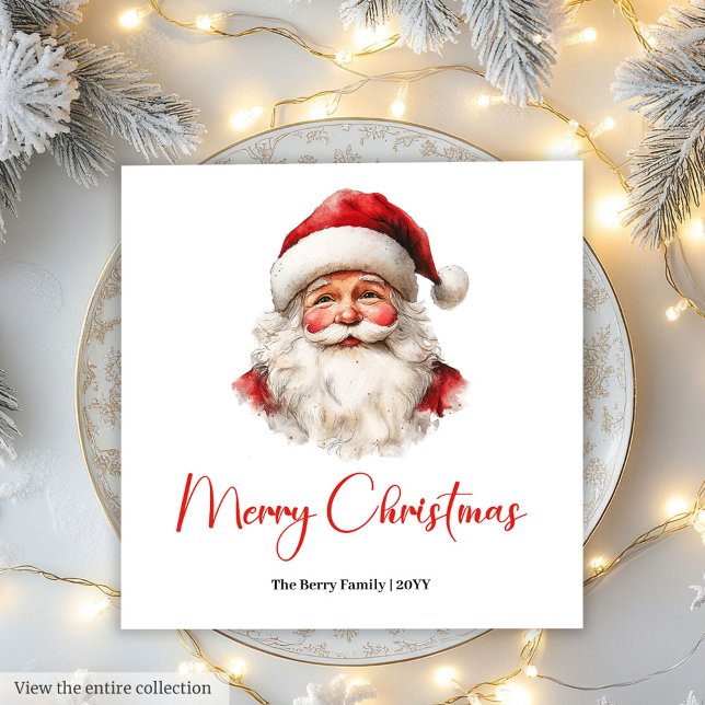 Rustic Santa Claus Traditional Red Green Dinner  Pappersservett (Rustic Santa Claus Traditional Red Green Dinner Napkin)