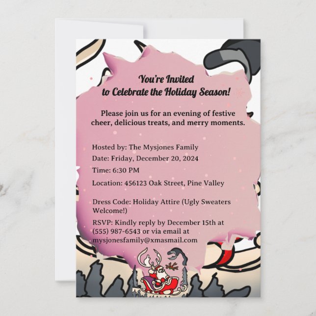 Rustic Santa in Sleigh med Lantern Inbjudningar (Framsida)