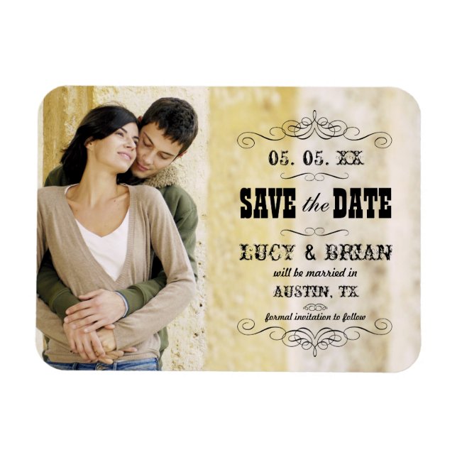 Rustic Save Date Photo Magnet (Horisontell)