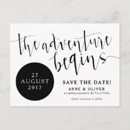 Rustic Save Date Postcard Äventyr Black Meddelande Vykort
