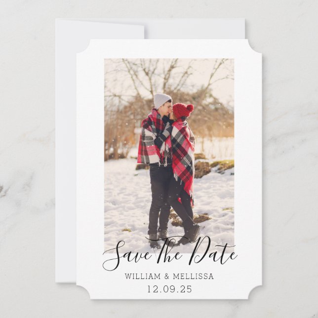 Rustic Save Date Säsong Blue Gingham Tartan Julkort (Framsida)