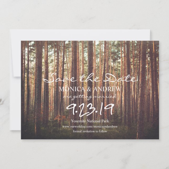 Rustic Save the Date Forest Träd-inbjudan Inbjudningar (Framsida)