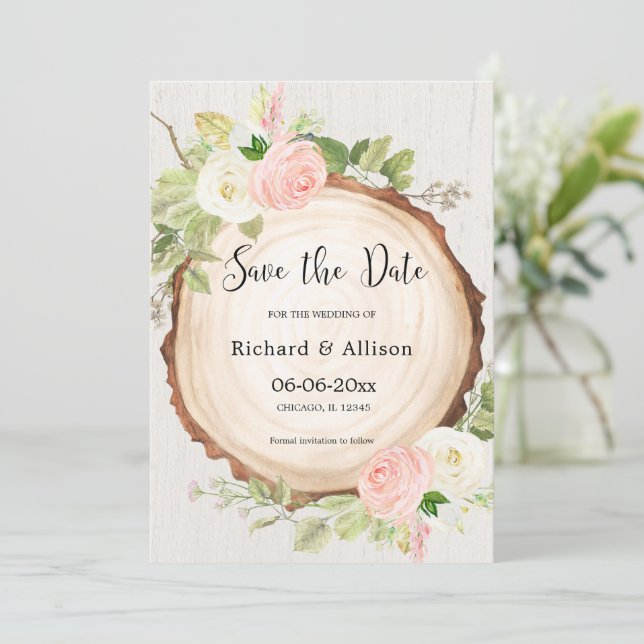 Rustic Save the Date  rosa white Inbjudningar (Stående Fram)