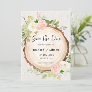 Rustic Save the Date rosa white Inbjudningar
