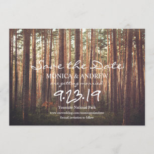 Rustic Save the Date Skogsträd Inbjudan