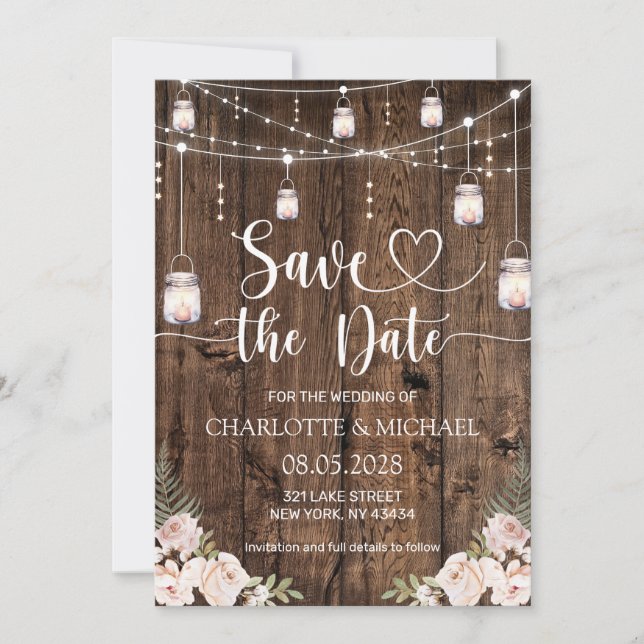 Rustic Save the Date Wedding Inbjudningar (Framsida)