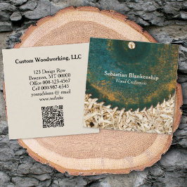 Rustic Saw Blade Woodworking Crateur QR-kod Fyrkantigt Visitkort