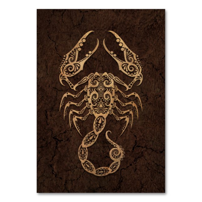 Rustic Scorpio Zodiac-tecken på steneffekt Bordsnummer (Framsidan)