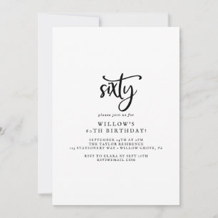 Rustic Script 60:e Födelsedagsfest inbjudan